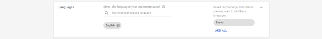 Languages your customers speak.